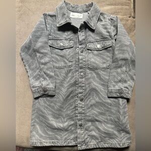 Zara Kids Grey Patterned Denim Dress